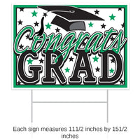 6 Pack Bulk Plastic Green Congrats Grad Graduation Party Yard Sign
