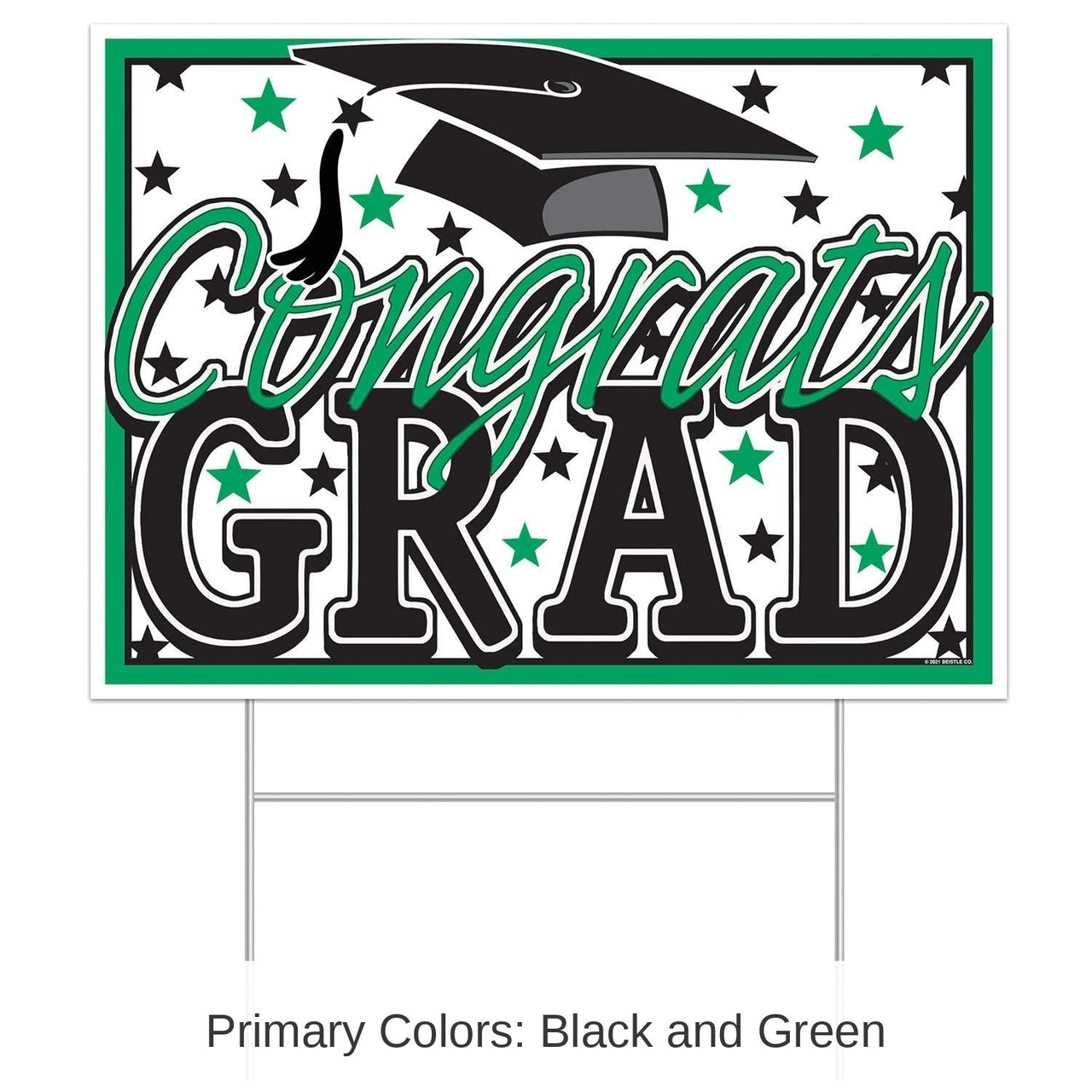 6 Pack Bulk Plastic Green Congrats Grad Graduation Party Yard Sign