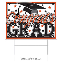 6 Pack Bulk Orange Plastic Congrats Grad Yard Sign