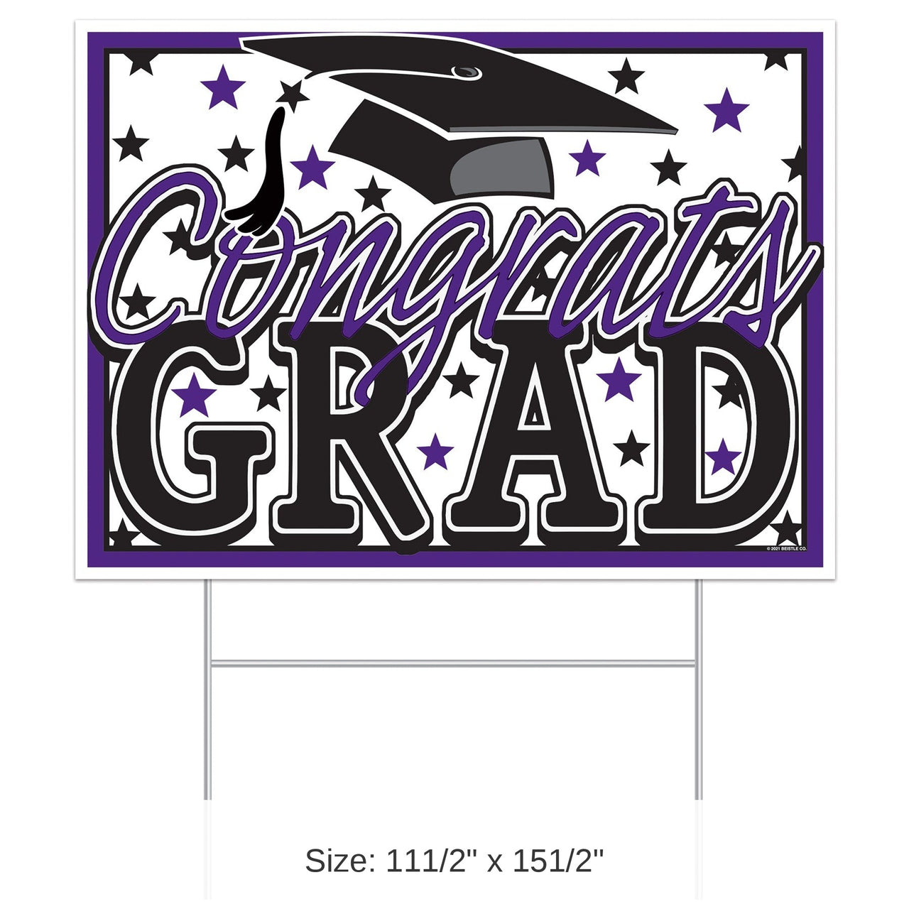 6 Pack Bulk Purple Plastic Congrats Grad Yard Sign