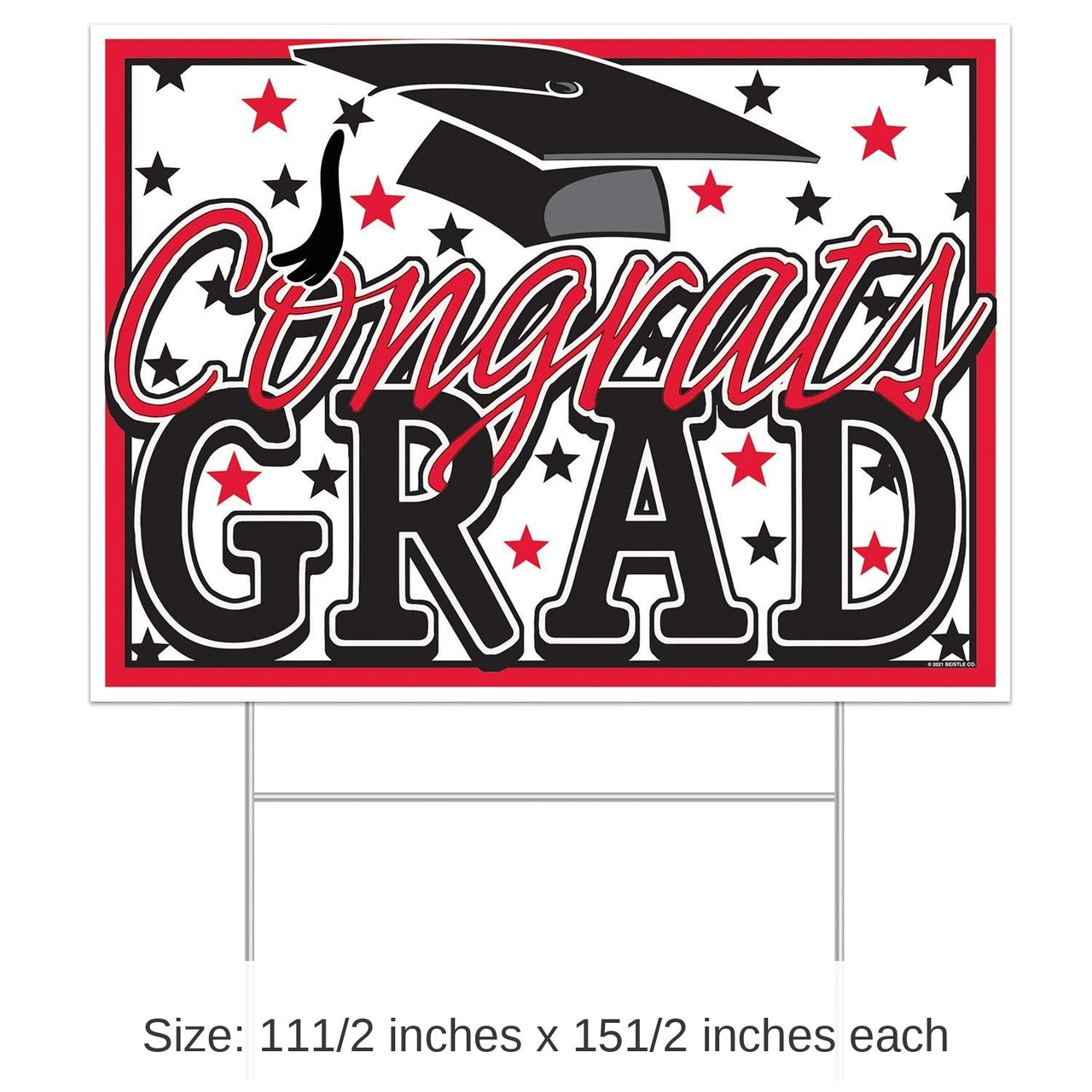 6 Pack Bulk Plastic Red Congrats Grad Graduation Party Yard Sign