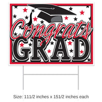 6 Pack Bulk Plastic Red Congrats Grad Graduation Party Yard Sign