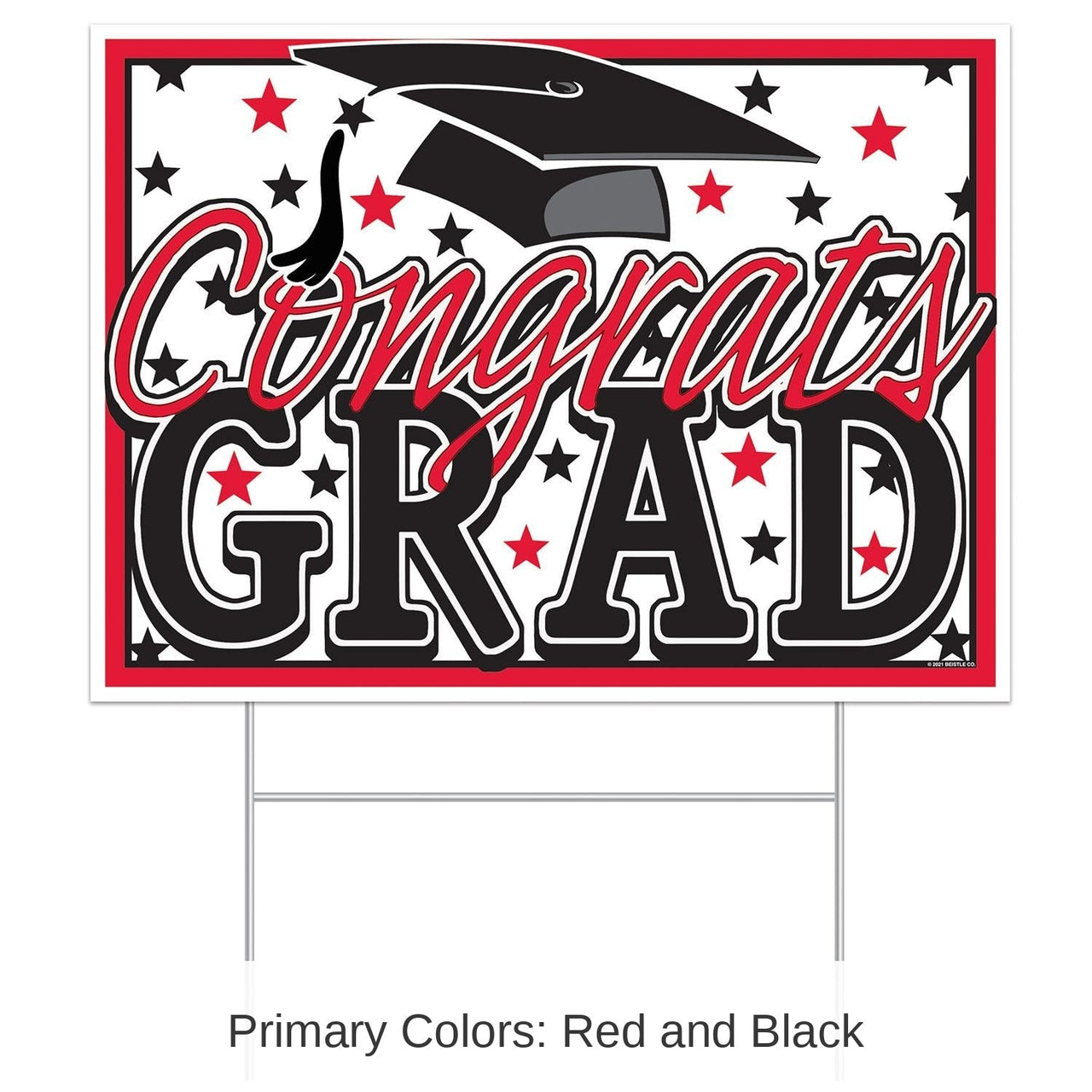 6 Pack Bulk Plastic Red Congrats Grad Graduation Party Yard Sign