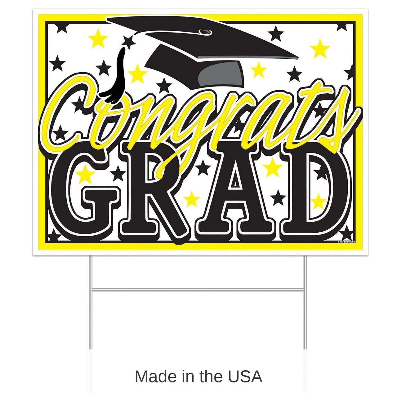 6 Pack Bulk Plastic Yellow Congrats Grad Graduation Party Yard Sign
