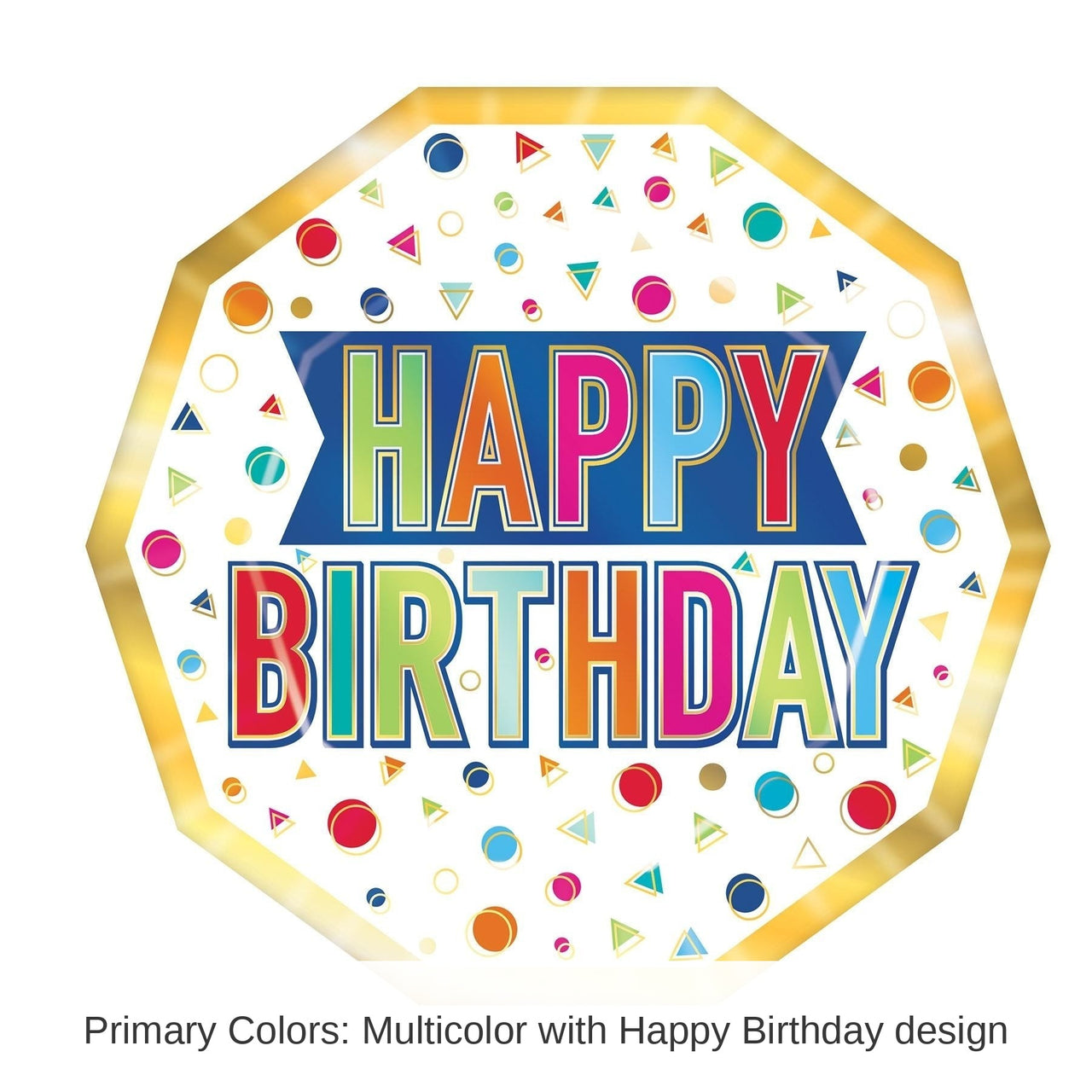 96 Pack Bulk Happy Birthday Party Decagon Paper Plates 9 inch
