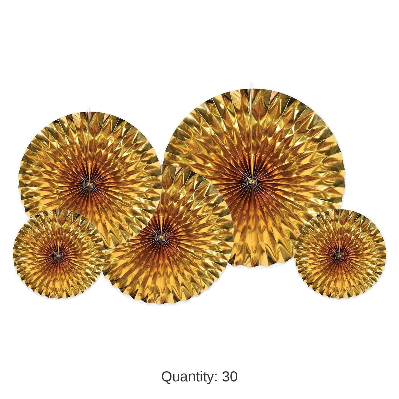 30 Pack Bulk Metallic Party Fans - Gold