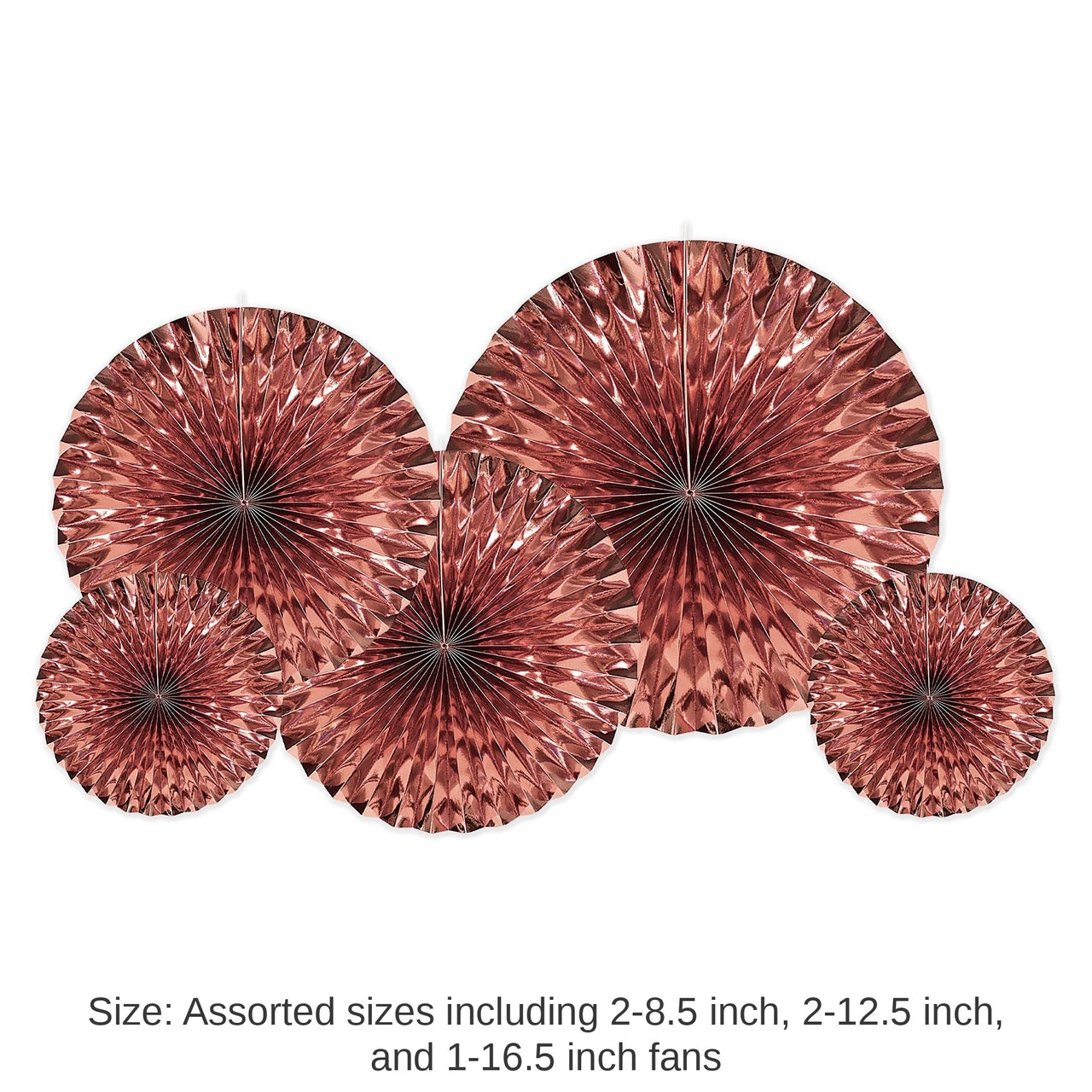 30 Pack Bulk Metallic Party Fans - Rose Gold