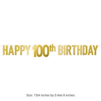 12 Pack Bulk Happy 100th Birthday Streamer Foil Banner Decoration