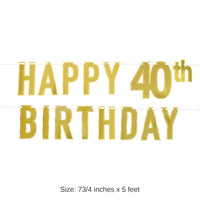 12 Pack Bulk Foil Happy 40th Birthday Party Streamer