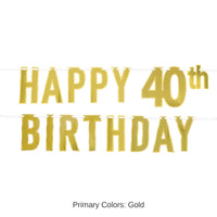 12 Pack Bulk Foil Happy 40th Birthday Party Streamer