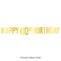 12 Pack Bulk Foil Happy 60th Birthday Party Streamer