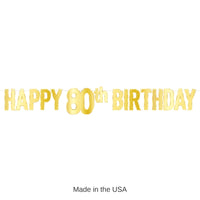 12 Pack Bulk Foil Happy 80th Birthday Party Streamer