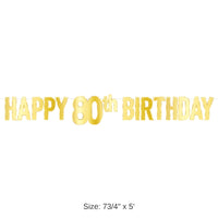 12 Pack Bulk Foil Happy 80th Birthday Party Streamer