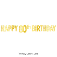12 Pack Bulk Foil Happy 80th Birthday Party Streamer