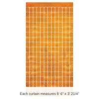 6 Pack Bulk Orange Metallic Party Square Curtain