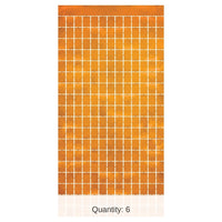 6 Pack Bulk Orange Metallic Party Square Curtain