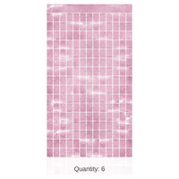 6 Pack Bulk Pink Metallic Party Square Curtain