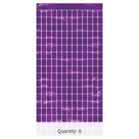 6 Pack Bulk Purple Metallic Party Square Curtain