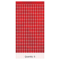 6 Pack Bulk Red Metallic Party Square Curtain
