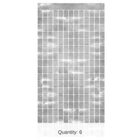 6 Pack Bulk Metallic Party Square Curtain - Silver