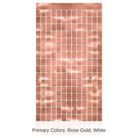 6 Pack Bulk Metallic Party Square Curtain - Rose Gold