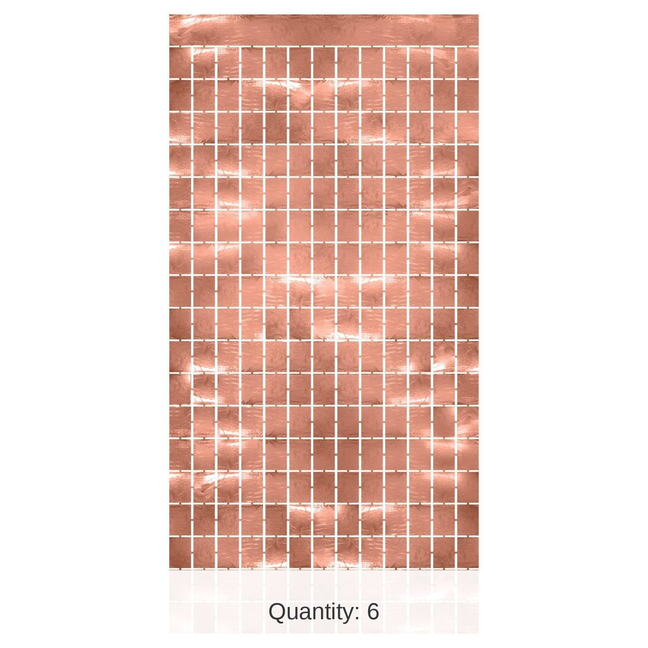 6 Pack Bulk Metallic Party Square Curtain - Rose Gold