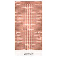6 Pack Bulk Metallic Party Square Curtain - Rose Gold