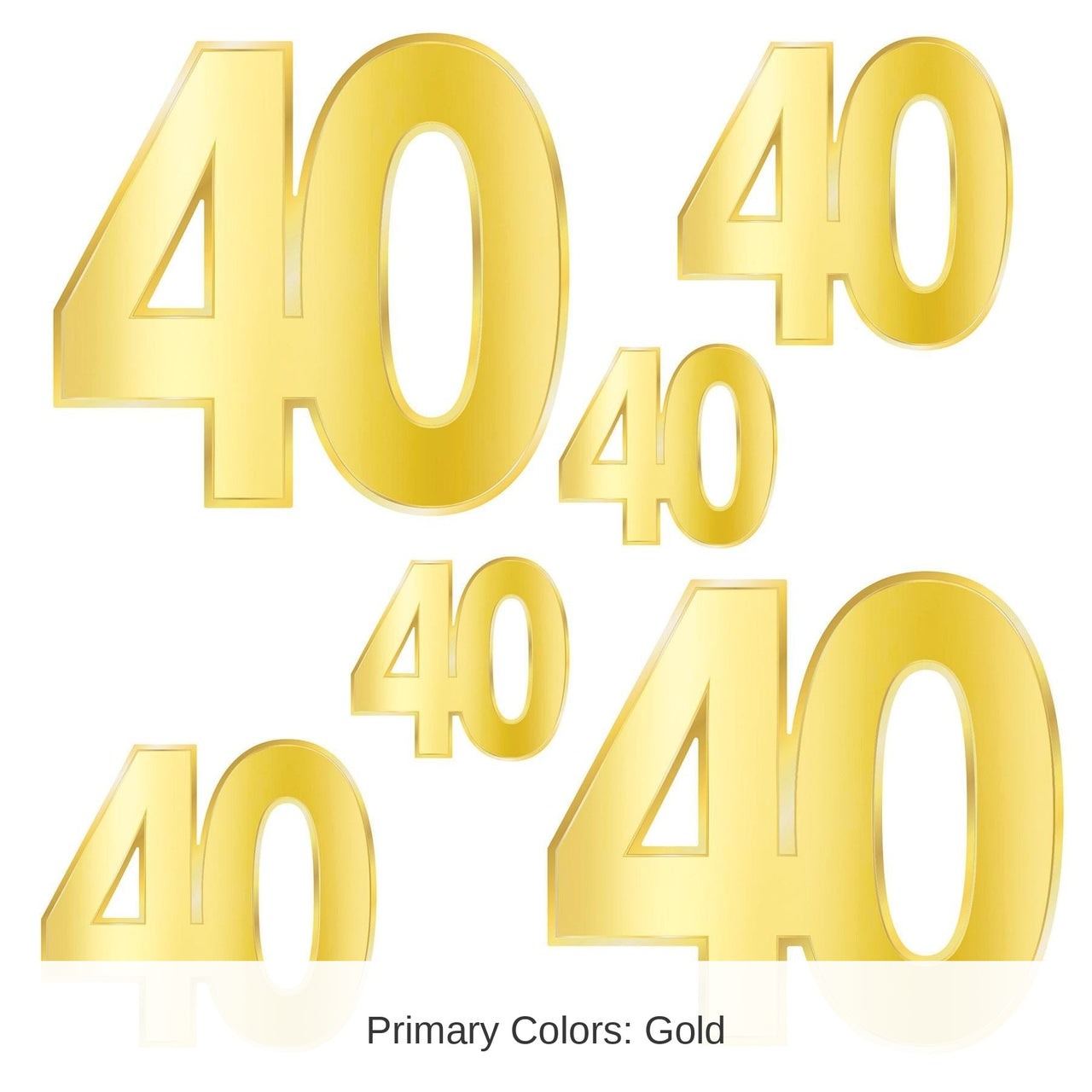 72 Pack Bulk Foil 40th Birthday Party Cutouts