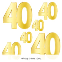 72 Pack Bulk Foil 40th Birthday Party Cutouts