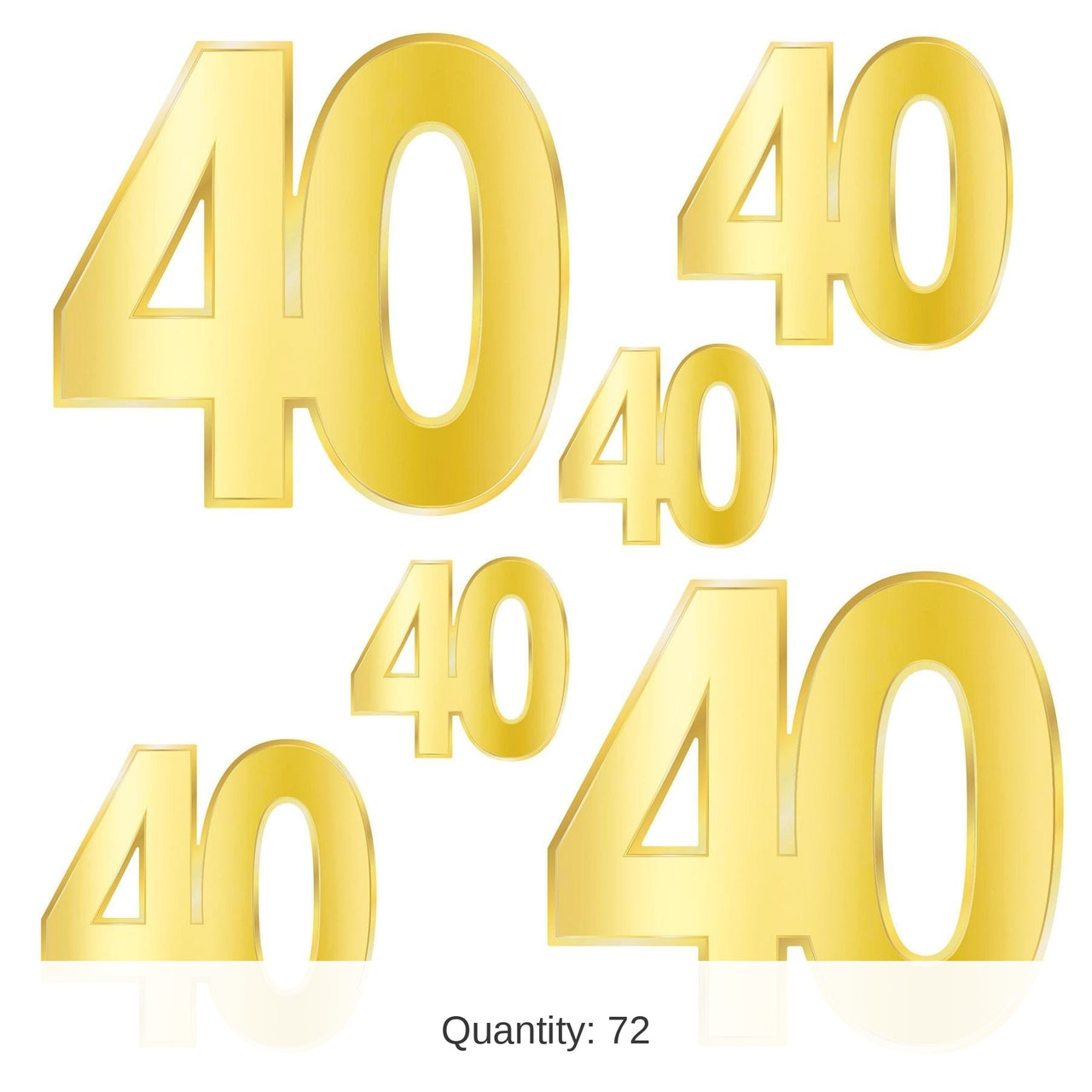 72 Pack Bulk Foil 40th Birthday Party Cutouts