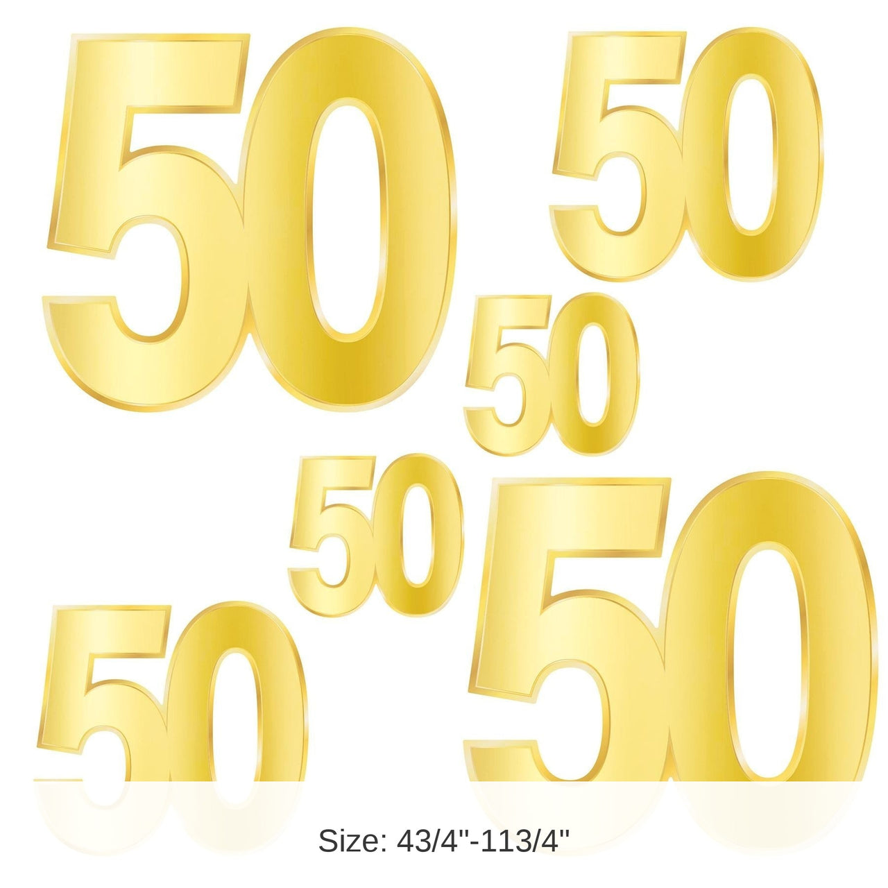 72 Pack Bulk Foil 50th Birthday Party Cutouts