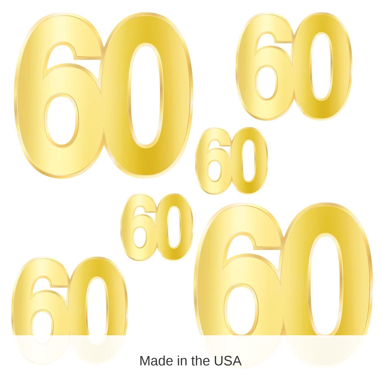 72 Pack Bulk Foil 60th Birthday Party Cutouts