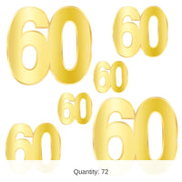 72 Pack Bulk Foil 60th Birthday Party Cutouts