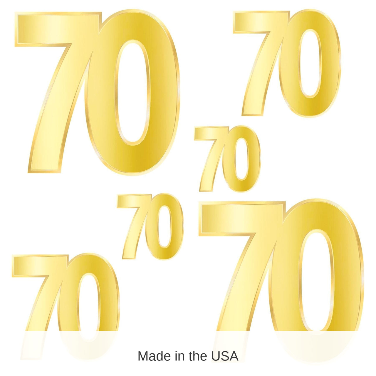 72 Pack Bulk Foil 70th Birthday Party Cutouts