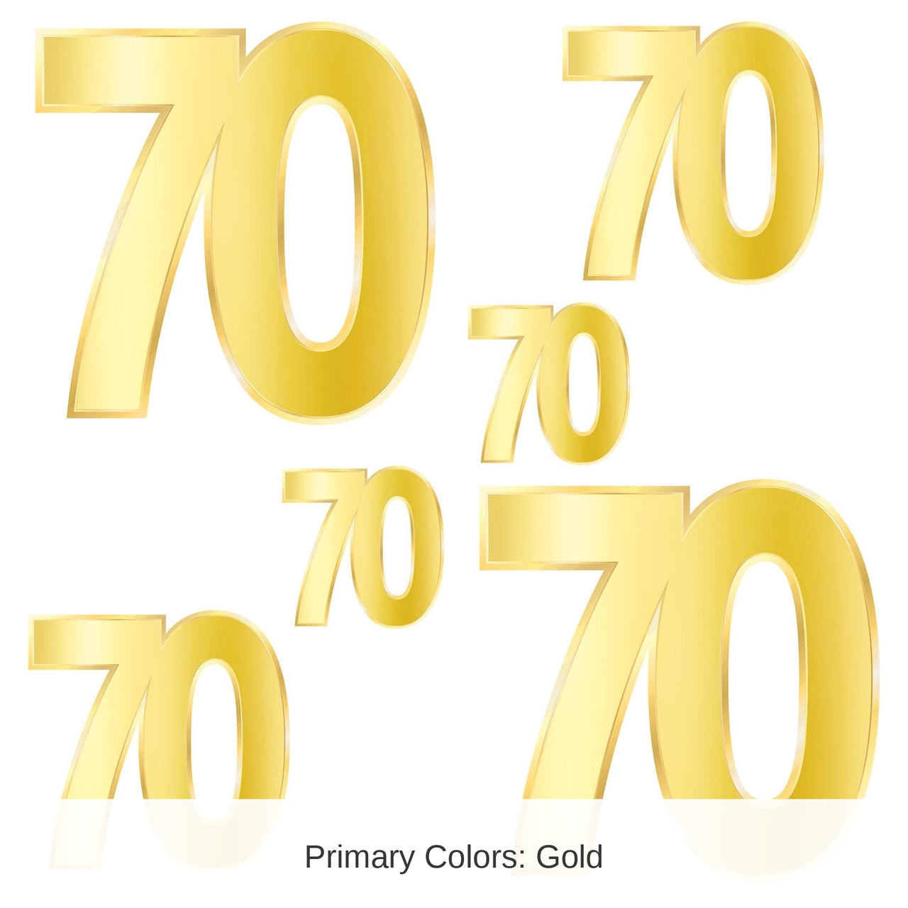 72 Pack Bulk Foil 70th Birthday Party Cutouts