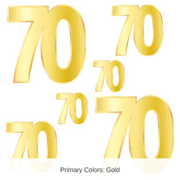 72 Pack Bulk Foil 70th Birthday Party Cutouts