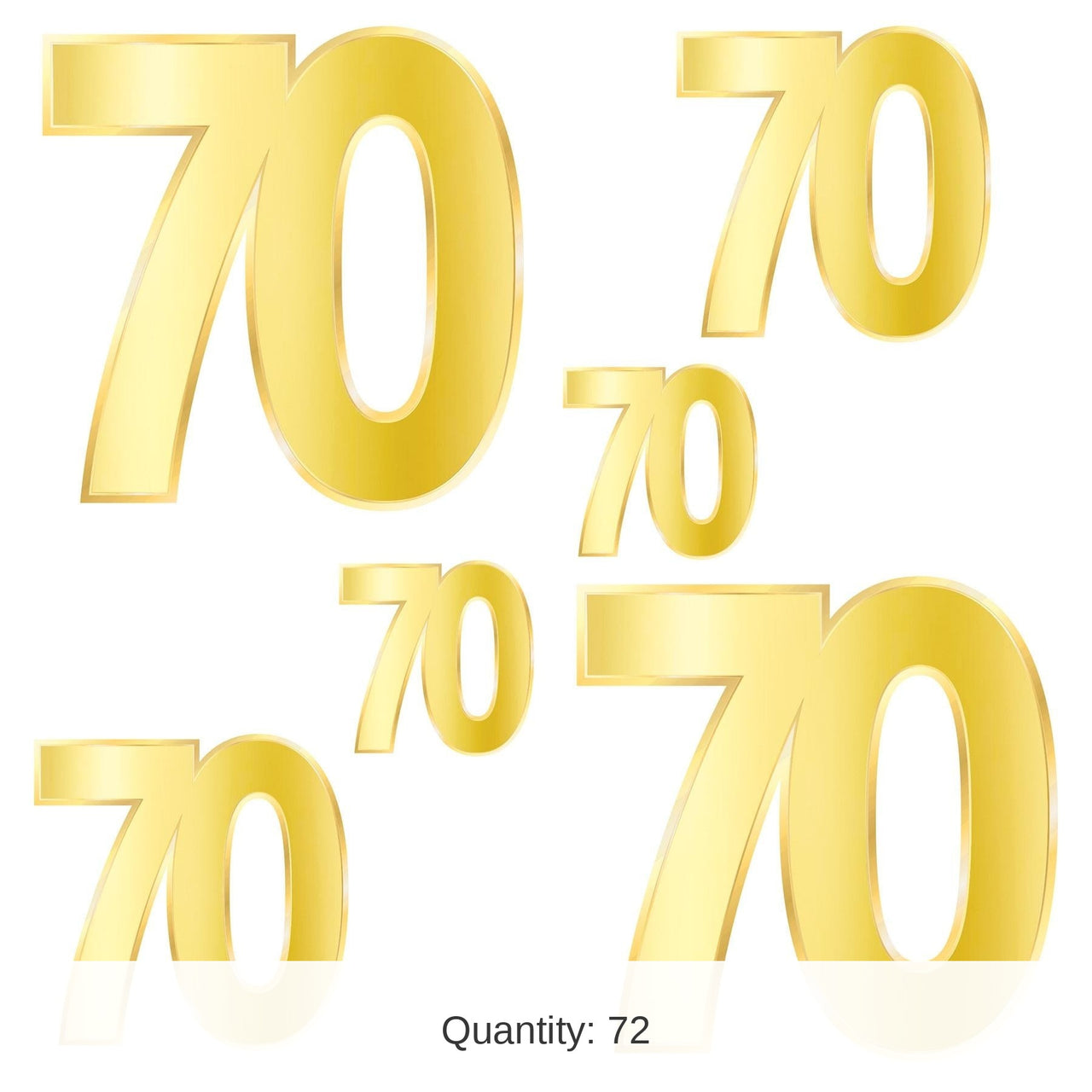 72 Pack Bulk Foil 70th Birthday Party Cutouts