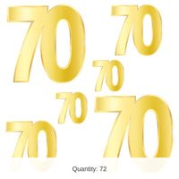 72 Pack Bulk Foil 70th Birthday Party Cutouts