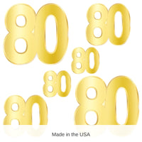 72 Pack Bulk Foil 80th Birthday Party Cutouts