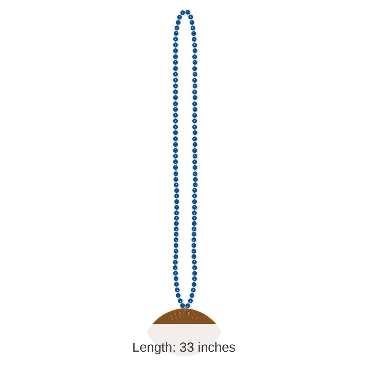 12 Pack Bulk Blue Party Bead Necklaces with Football Medallion