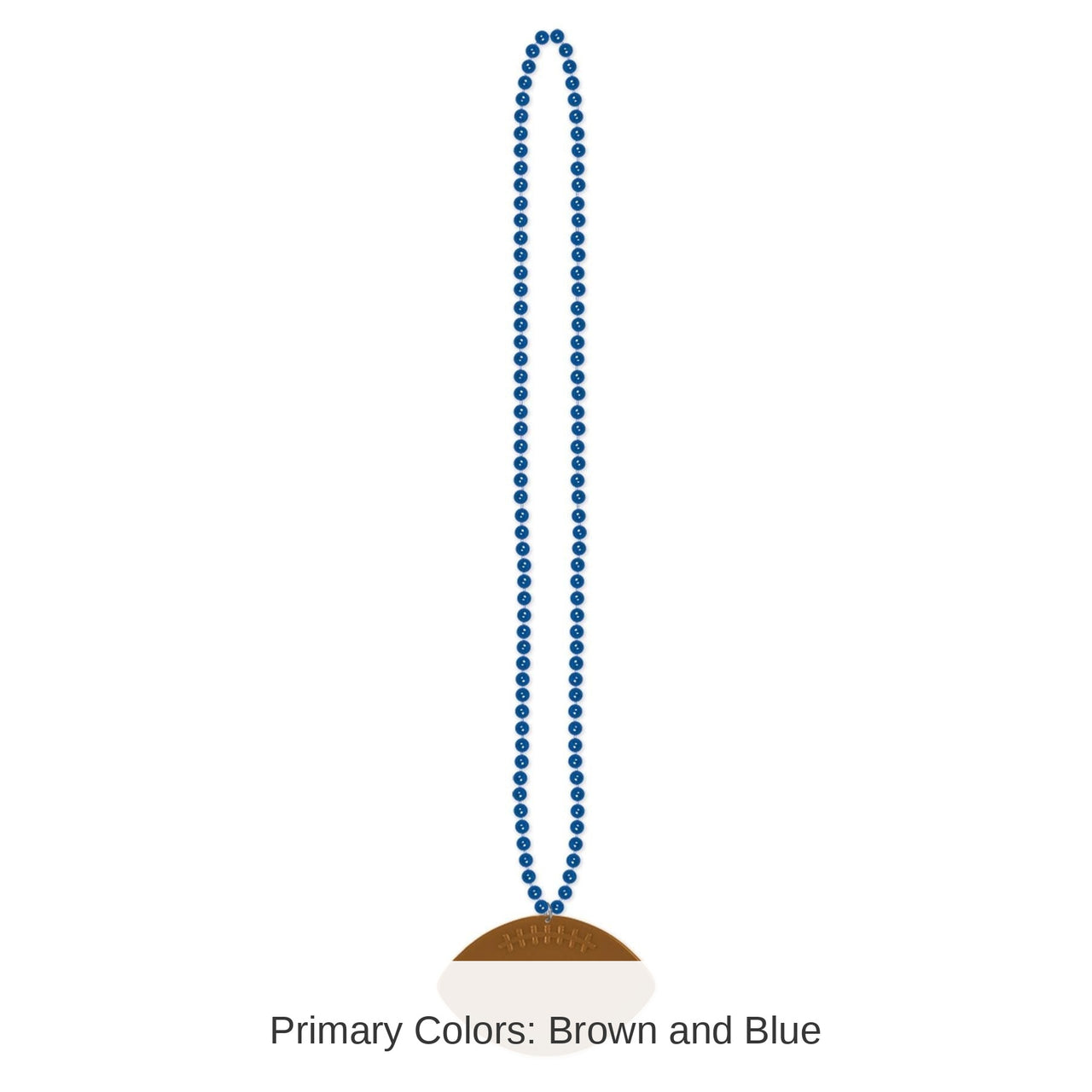 12 Pack Bulk Blue Party Bead Necklaces with Football Medallion
