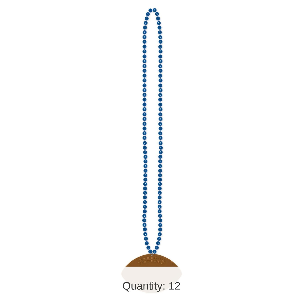 12 Pack Bulk Blue Party Bead Necklaces with Football Medallion