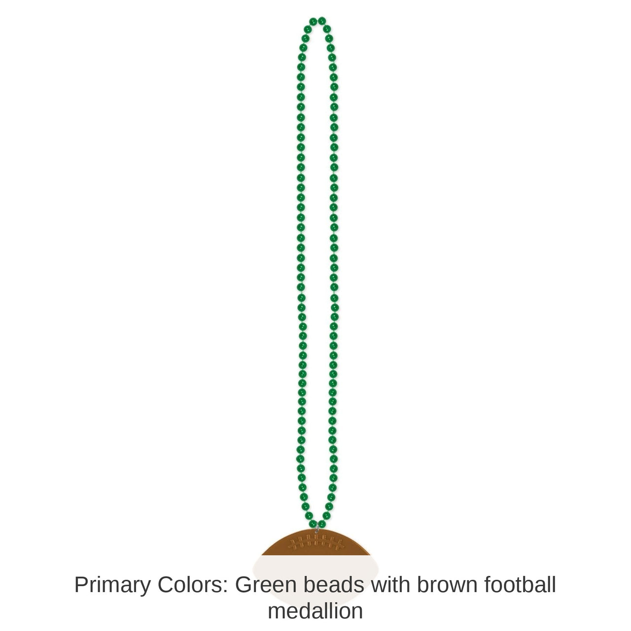 12 Pack Bulk Green Party Bead Necklaces with Football Medallion