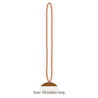 12 Pack Bulk Orange Party Bead Necklaces with Football Medallion