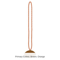 12 Pack Bulk Orange Party Bead Necklaces with Football Medallion