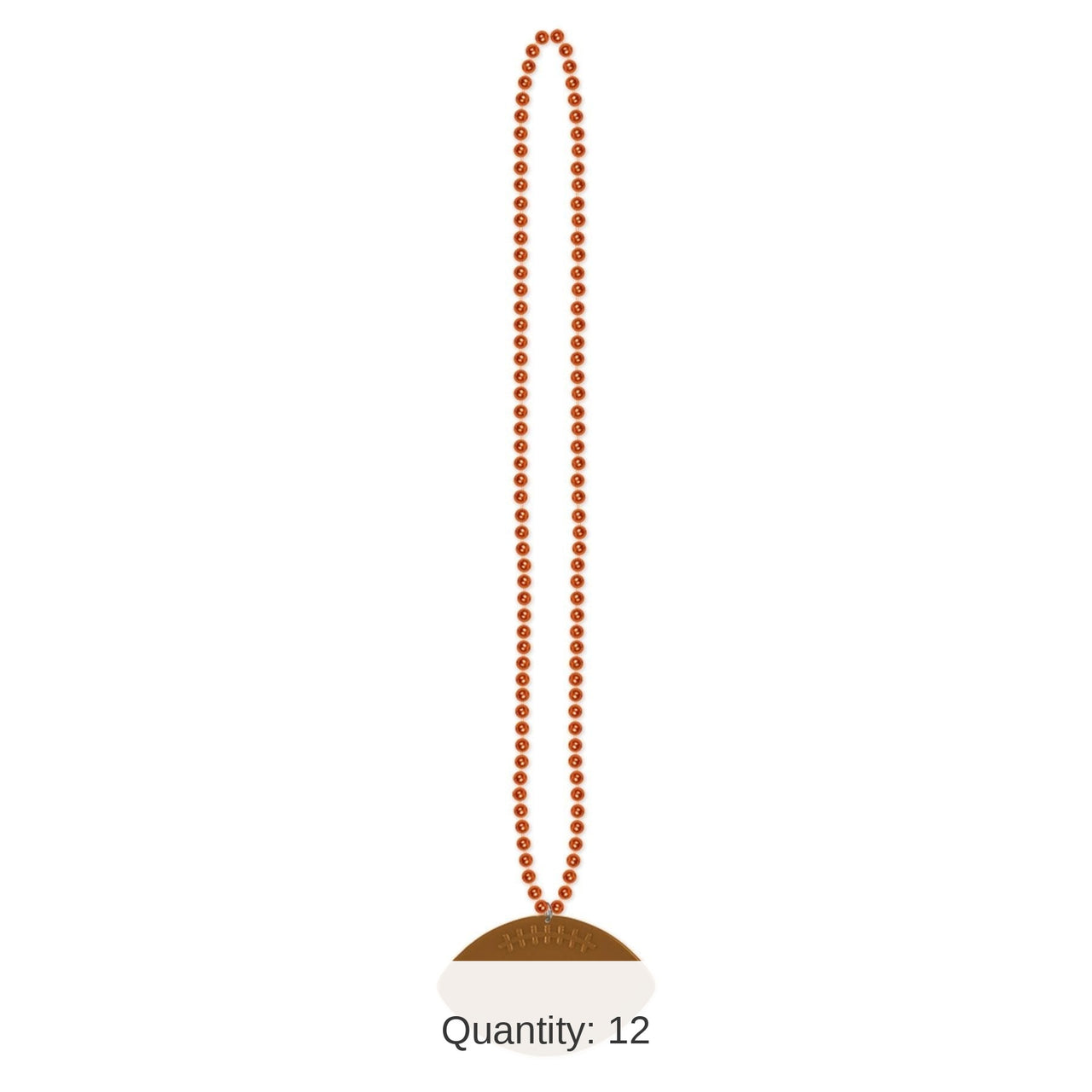 12 Pack Bulk Orange Party Bead Necklaces with Football Medallion