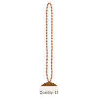 12 Pack Bulk Orange Party Bead Necklaces with Football Medallion