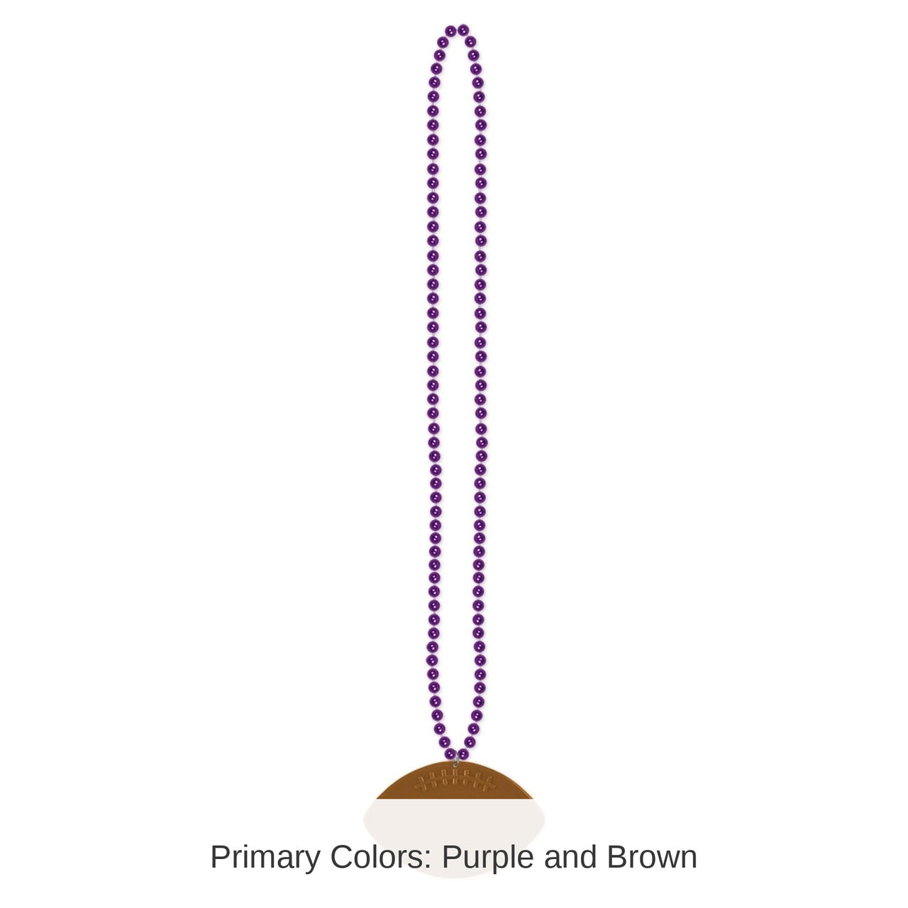 12 Pack Bulk Purple Party Bead Necklaces with Football Medallion