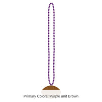 12 Pack Bulk Purple Party Bead Necklaces with Football Medallion