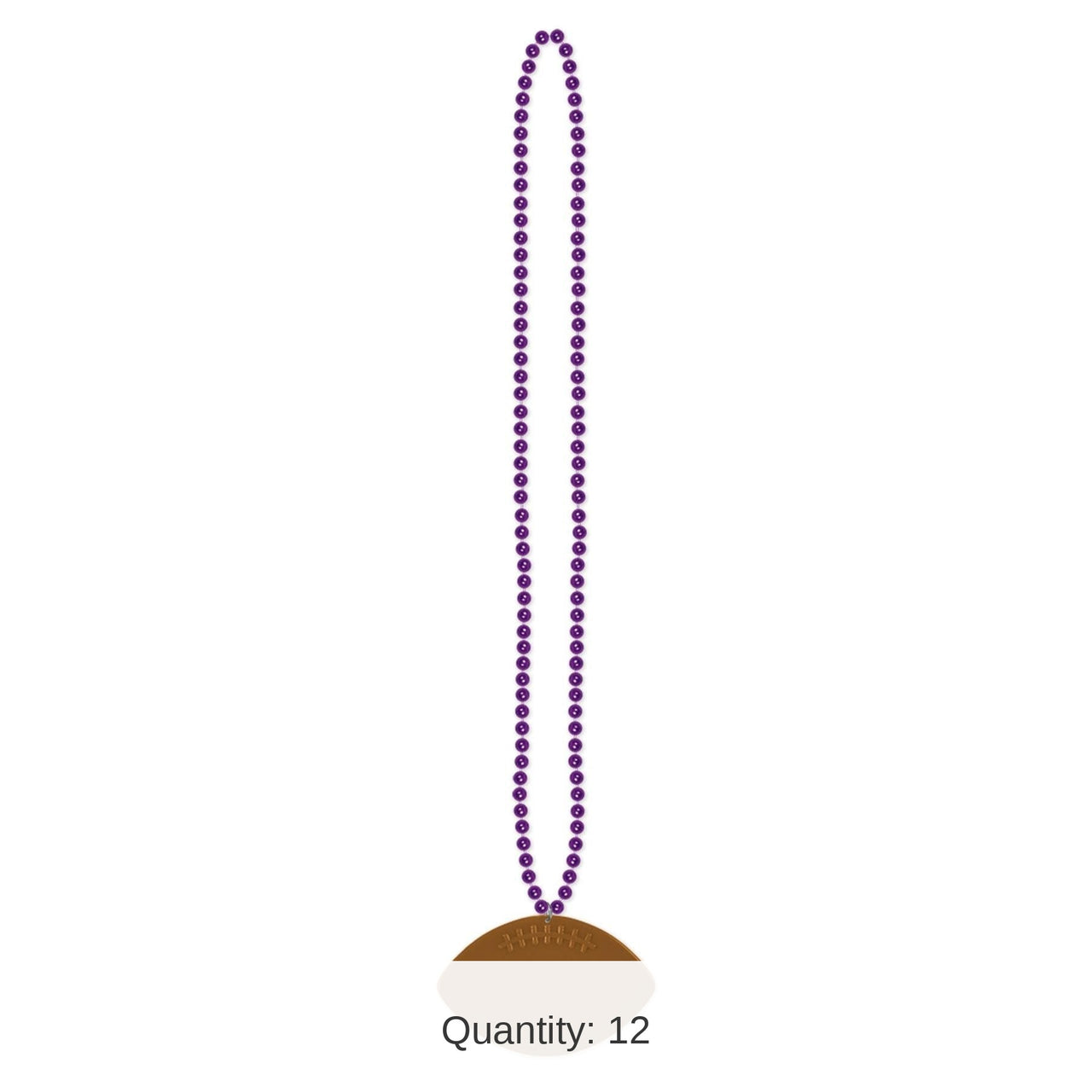 12 Pack Bulk Purple Party Bead Necklaces with Football Medallion